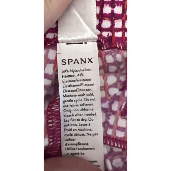 SPANX Sunshine Shorts Sz S Hibiscus Gingham 4” Pull On Functional Front Pockets - Picture 11 of 12